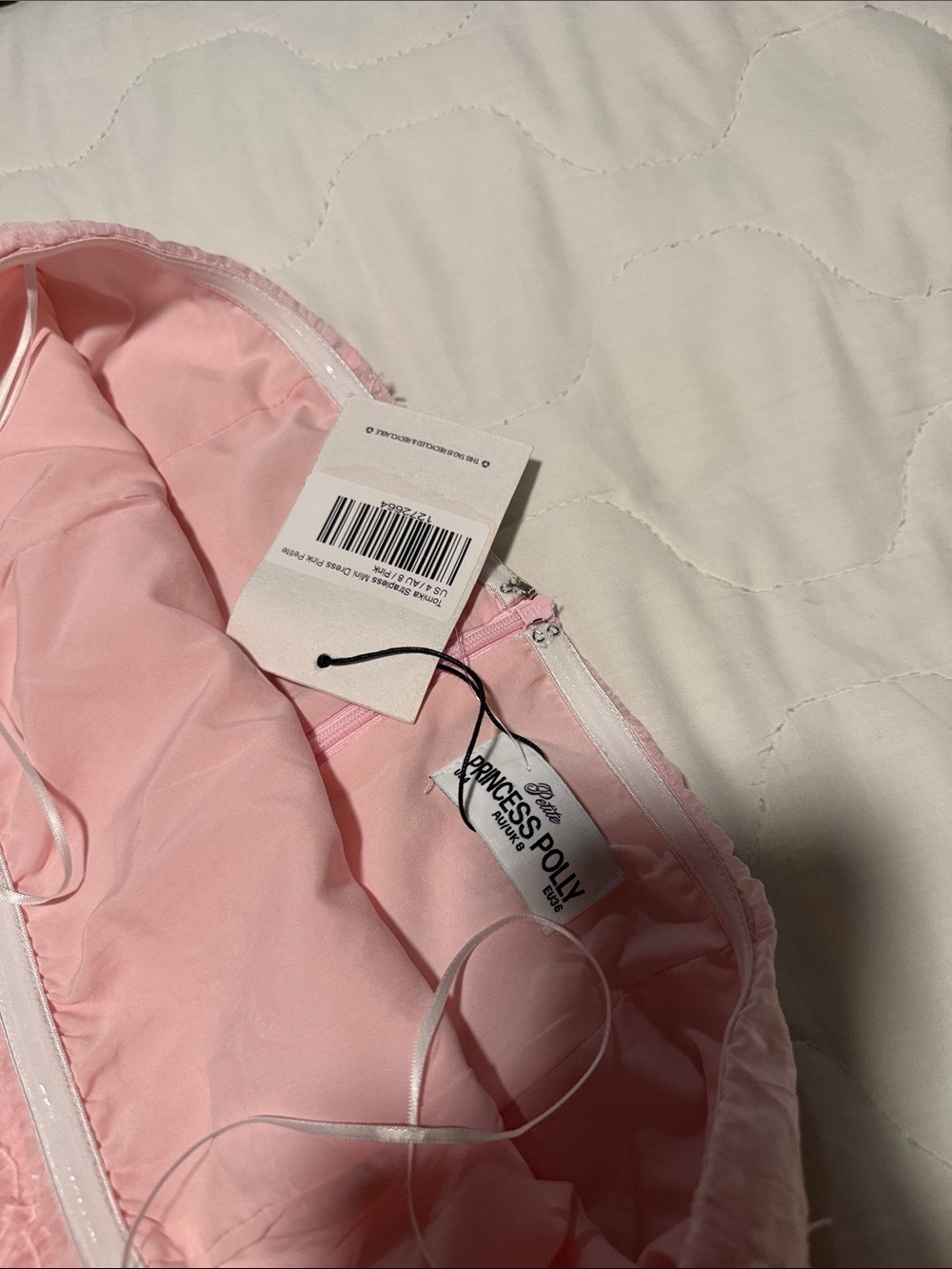 Princess Polly Strapless Lace-Texture Mini Dress - Blush Pink - Picture 5 of 7